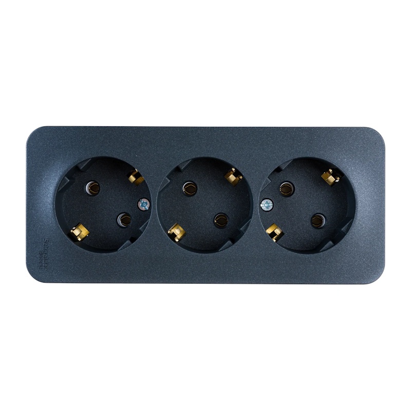 Розетка о/у Blanca BLNRA010316, 3 гнезда, с/з, антрацит