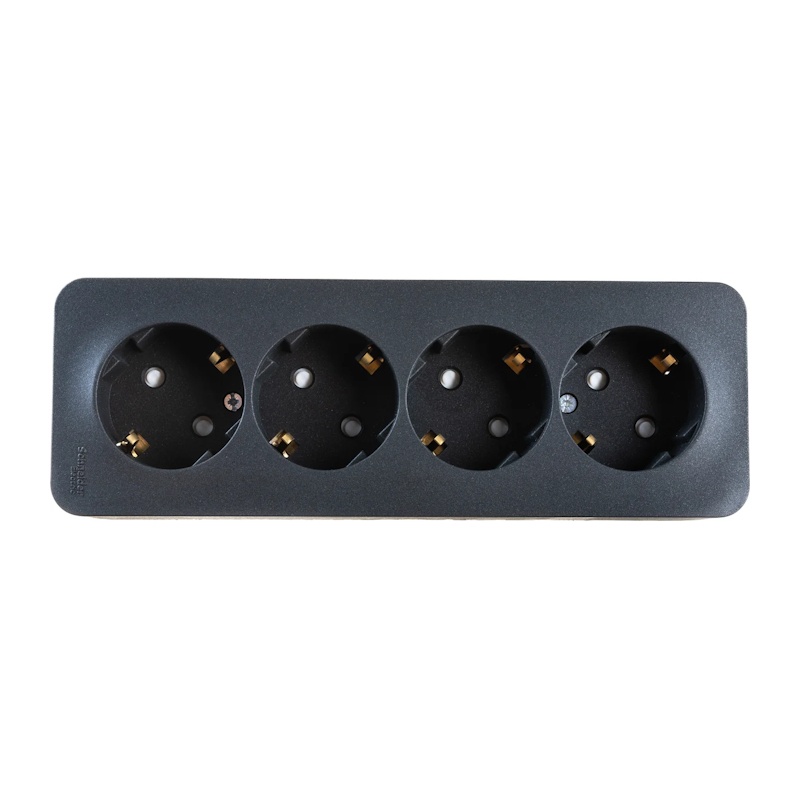 Розетка о/у Blanca BLNRA011416, 4 гнезда, с/з, з/ш, антрацит