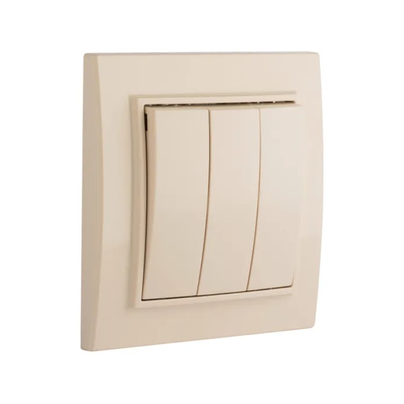 Выключатель с/у Минск ERV10-024-20, 3 клавиши, б/инд, бежевый