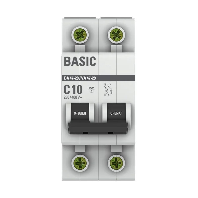 Автоматический выключатель EKF ВА 47-29 4,5кА, С 10А, 2П