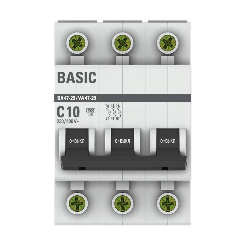 Автоматический выключатель EKF ВА 47-29 4,5кА, С 10А, 3П