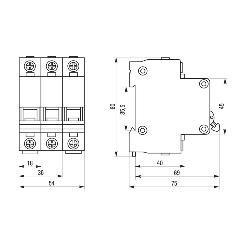 Автоматический выключатель EKF ВА 47-29 4,5кА, С 10А, 3П