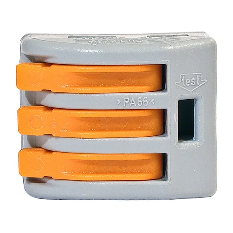 Клемма с рычажком WAGO 222-413 без пасты, 3 провода 0,08-2,5 мм2 (50 шт.)