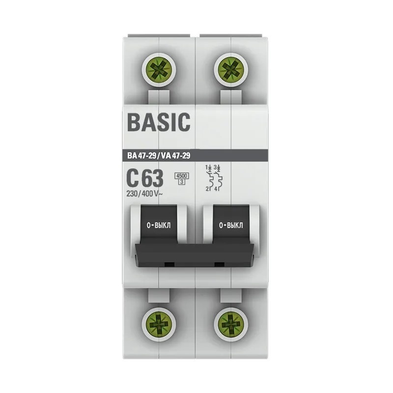 Выключатель автоматический EKF ВА 47-29 4,5кА, С 63А, 2П