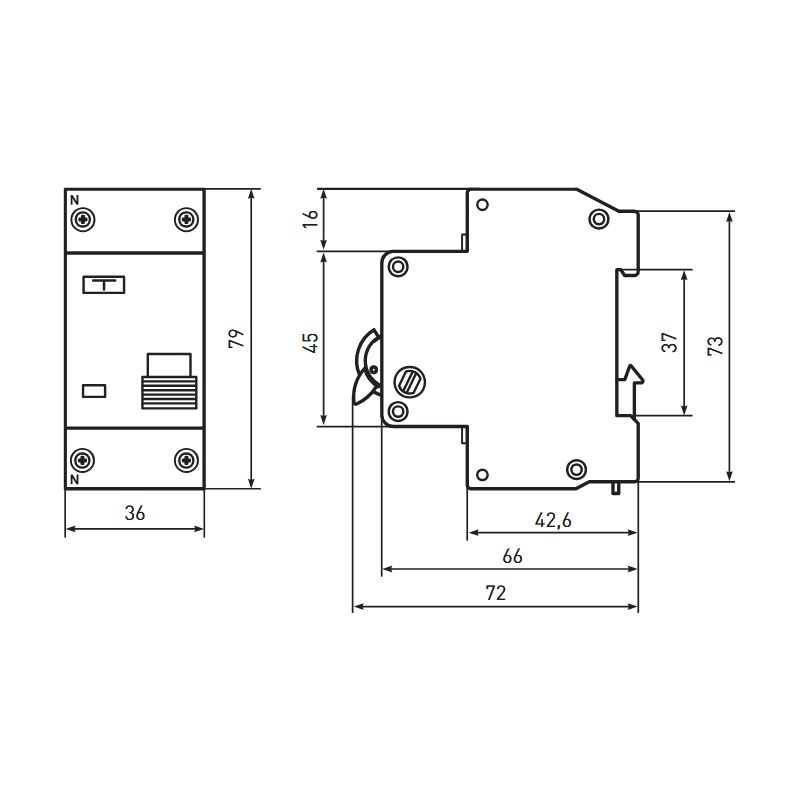Автомат дифференциальный EKF АВДТ АД-12 4,5кА, С 32А, 30мА, тип АС, 1P+N