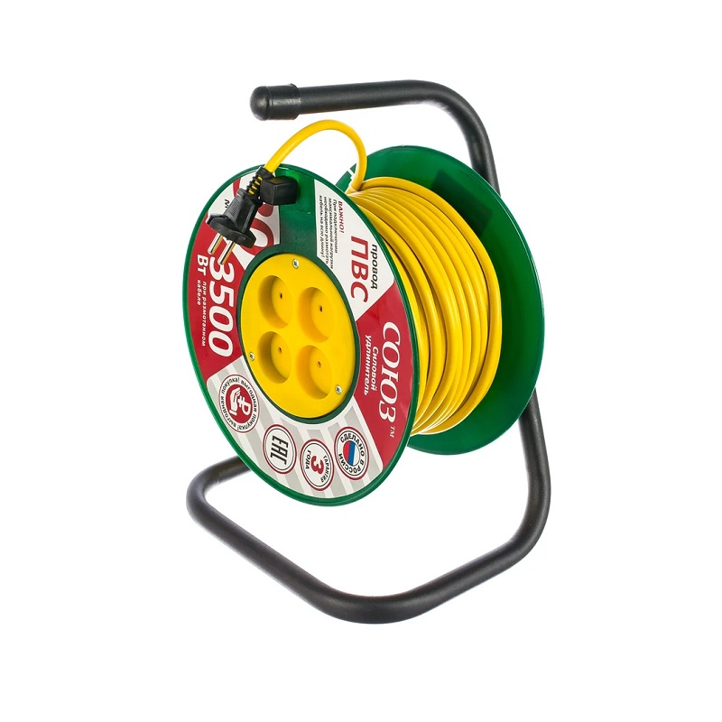 Удлинитель силовой на катушке 481S-3303, ПВС, 3500 Вт, б/з, 30 м