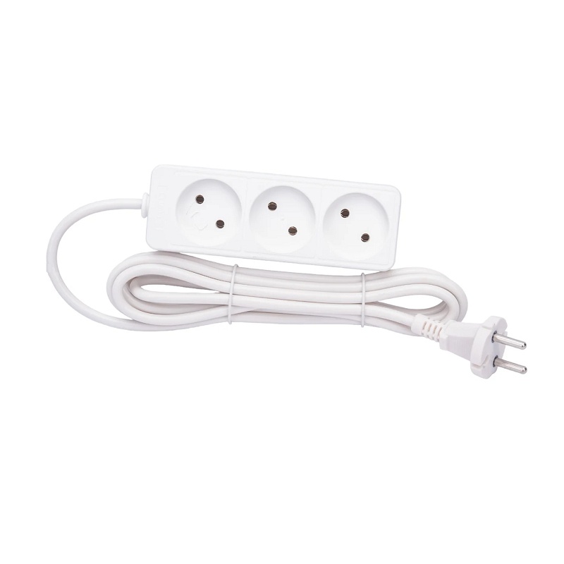 Удлинитель бытовой 481S-1303, 3 гнезда, ПВС, 2200 Вт, б/з, 3 м, белый