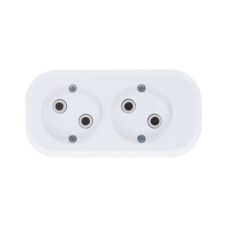 Колодка 2 гнезда E202 б/з, 10 А, 230 В, АВС-пластик, белая