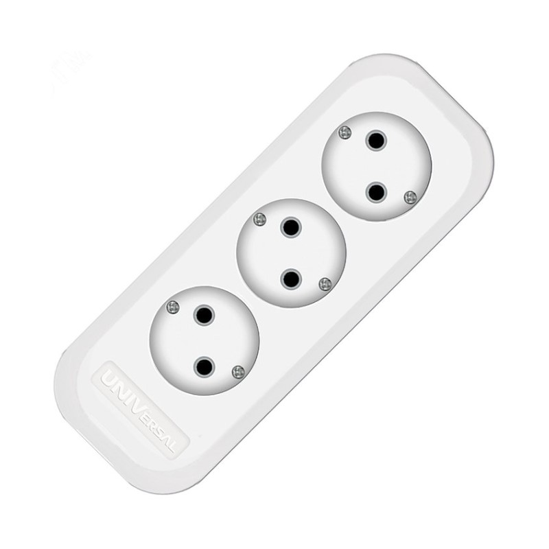 Колодка 3 гнезда E203 б/з, 10 А, 230 В, АВС-пластик, белая