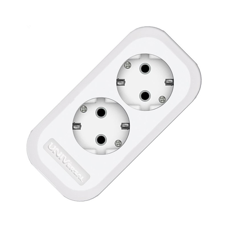 Колодка 2 гнезда E302 с/з, 16 А, 230 В, АВС-пластик, белая