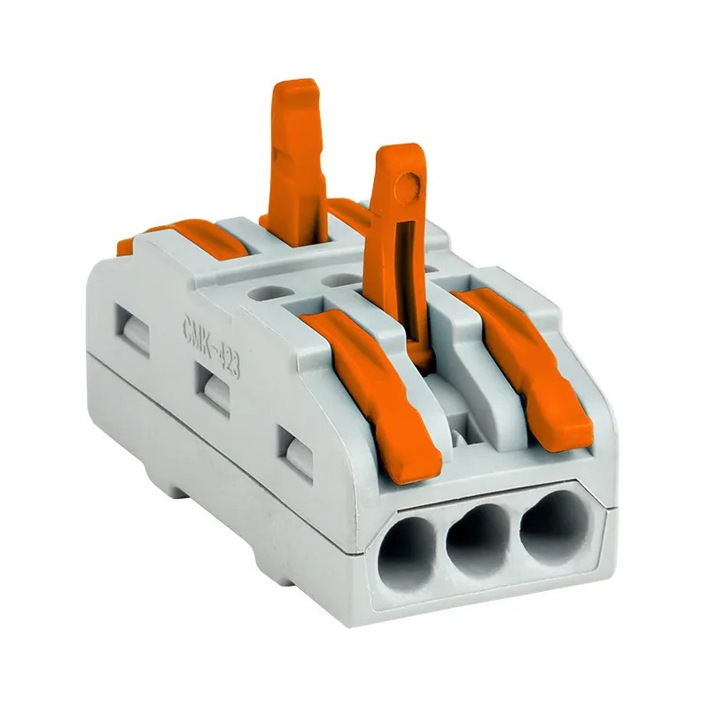 Клемма проходная с рычажком 222-422 без пасты, 3 провода 0,08-2,5 мм2 (25 шт.)