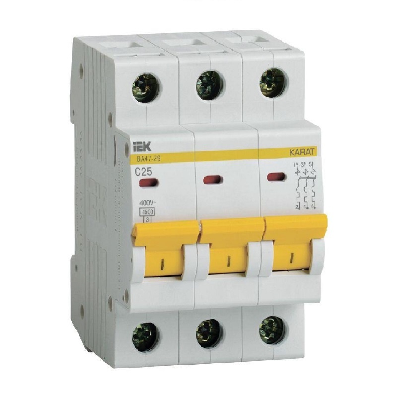 Автоматический выключатель IEK Karat ВА 47-29 4,5кА, С 25А, 3П, MVA20-3-025-C