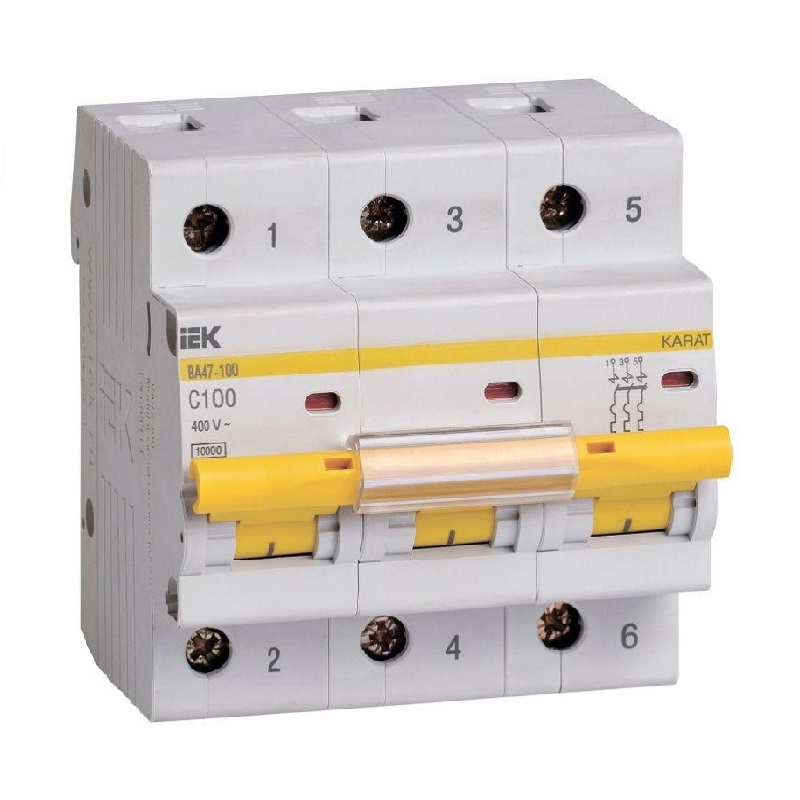 Автоматический выключатель IEK Karat ВА 47-100 10кА, С 100А, 3П, MVA40-3-100-C