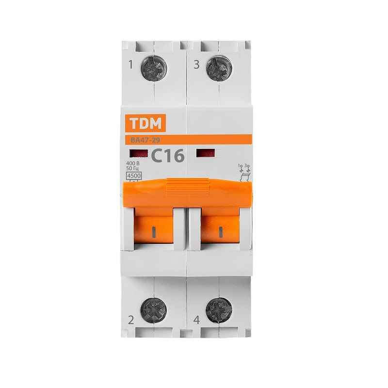 Выключатель автоматический TDM ВА 47-29, 4,5кА, С 16А, 2П