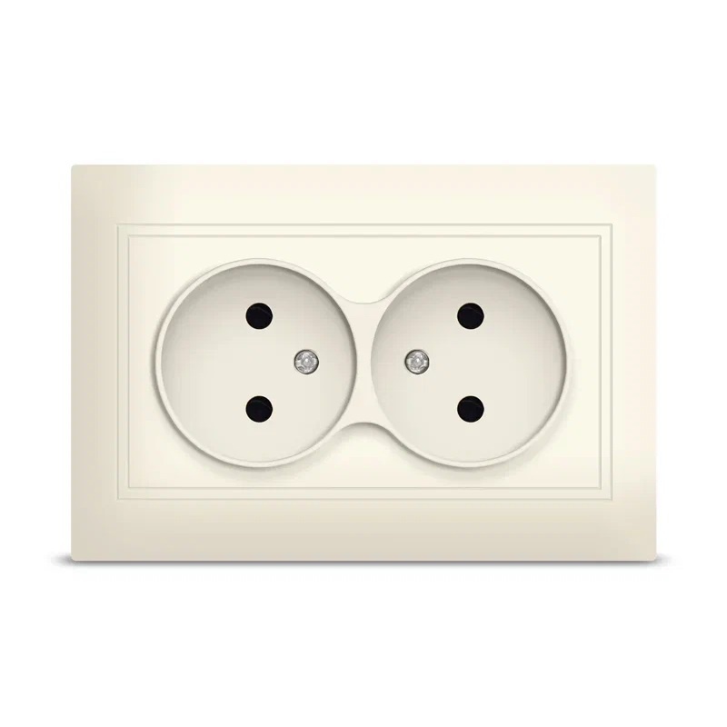 Розетка в сборе с/у Севиль Б-С0102, 2 гнезда, б/з, слоновая кость