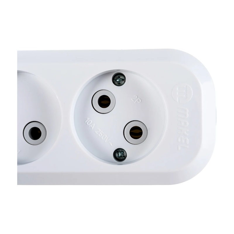Колодка 3 гнезда Makel MGP121, 10А, 230В, б/з, белая