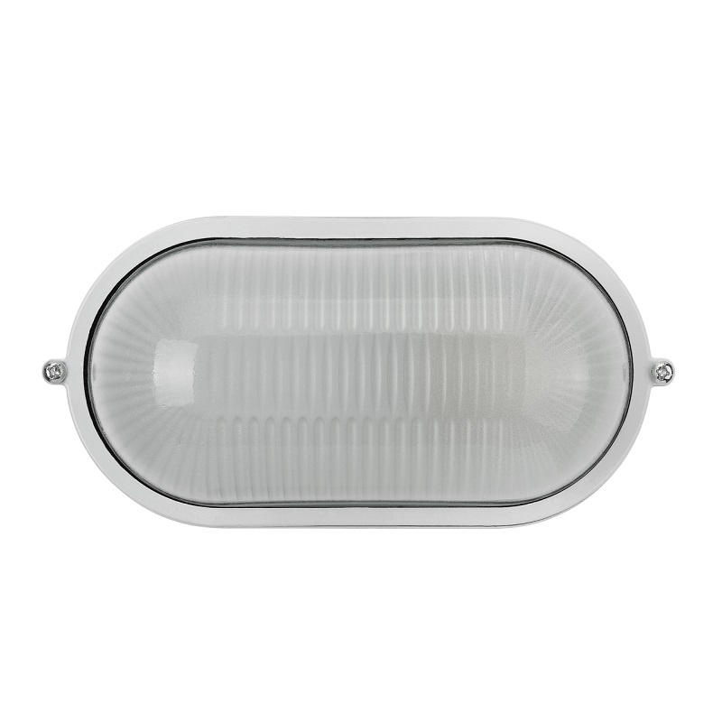 Светильник НПБ под Е27, 60 Вт, овал, белый металл+стекло, IP54