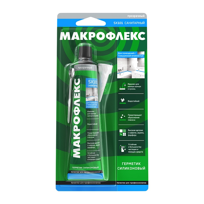 Герметик силиконовый Makroflex SX101 санитарный, прозрачный (70 мл)