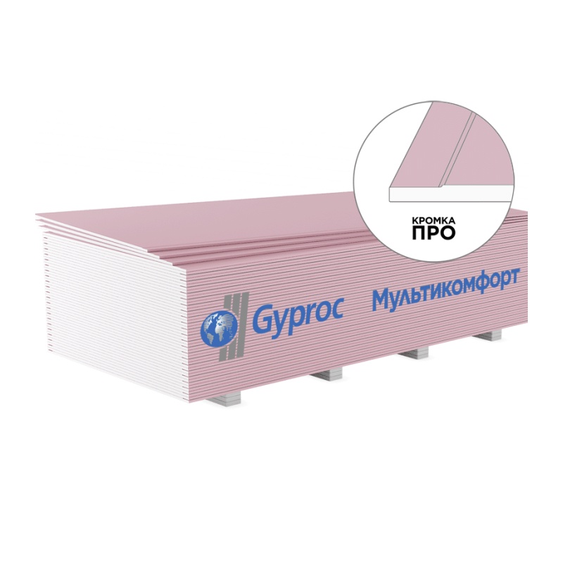 Гипсокартон Gyproc Мультикомфорт, 2500х1200х12,5 мм