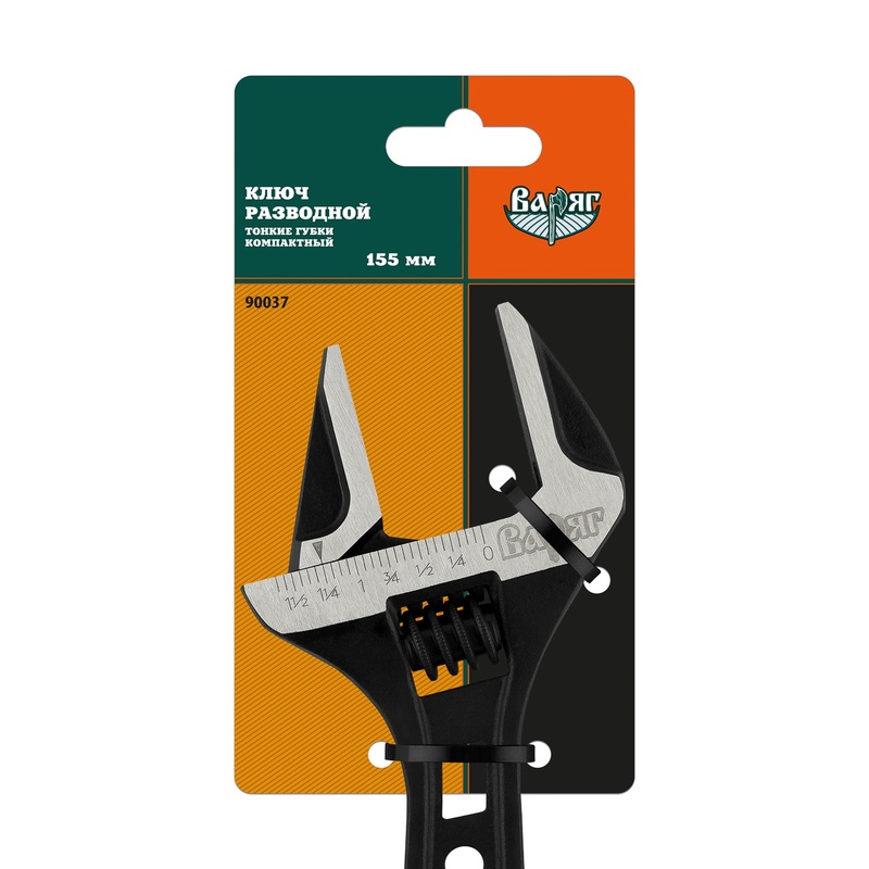 Ключ разводной Варяг 90037 тонкие губки компактный 155 мм