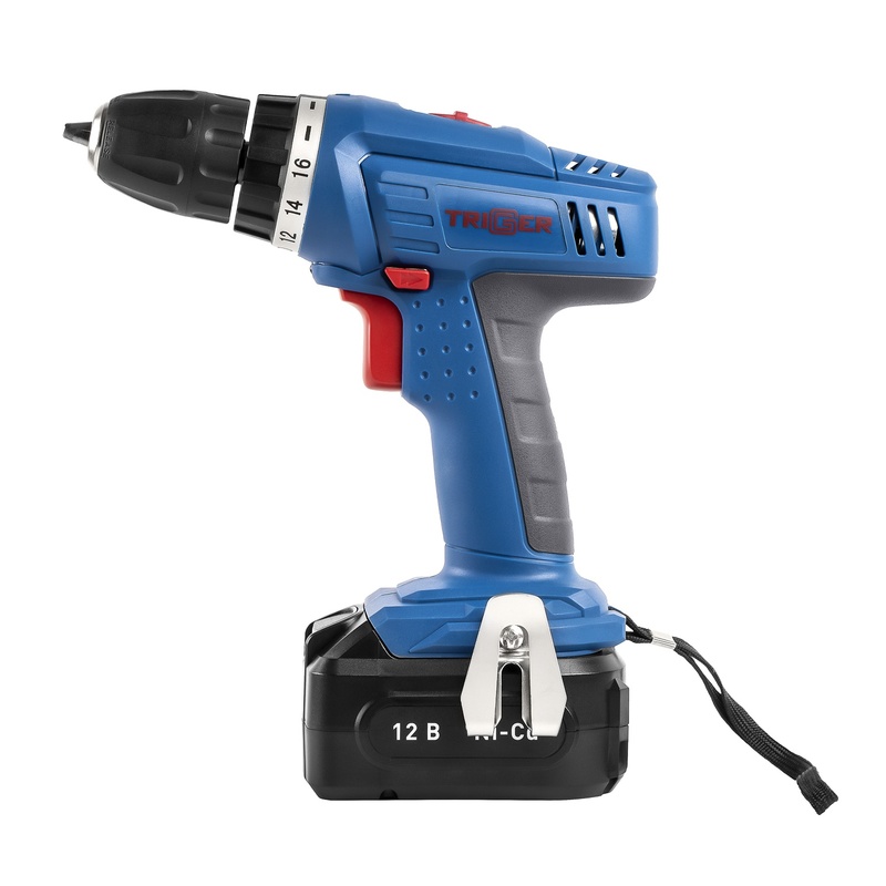 Дрель-шуруповерт Trigger 20001, 2 аккумулятора (1,5Ач), 10 мм, 12V, кейс