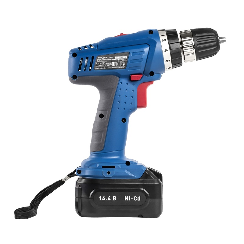 Дрель-шуруповерт Trigger 20002, 2 аккумулятора (1,5Ач), 10 мм, 14,4V, кейс