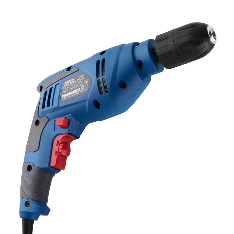 Дрель безударная сетевая Trigger 20016, 13 мм, БЗП, 0,45 кВт, реверс, 0-2500 об/мин