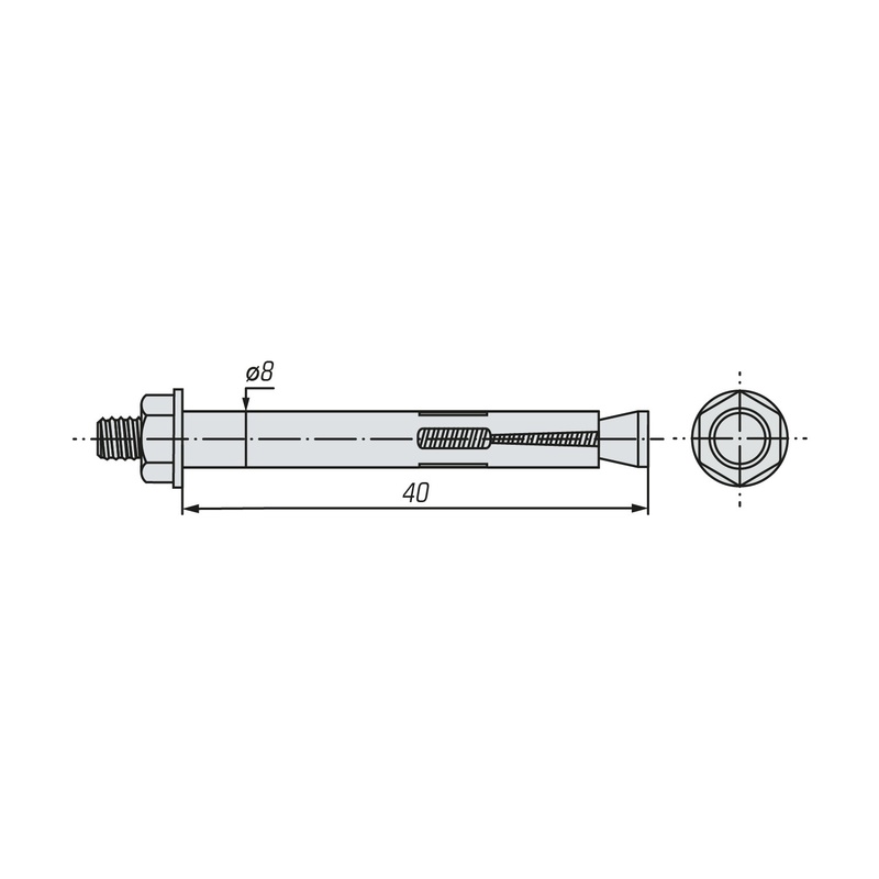 Болт анкерный с гайкой SWFS 8х40 (150 шт)