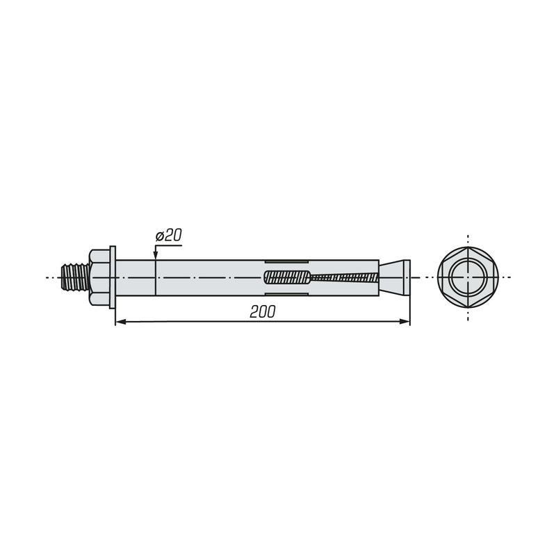 Болт анкерный с гайкой SWFS 20х200 (10 шт)