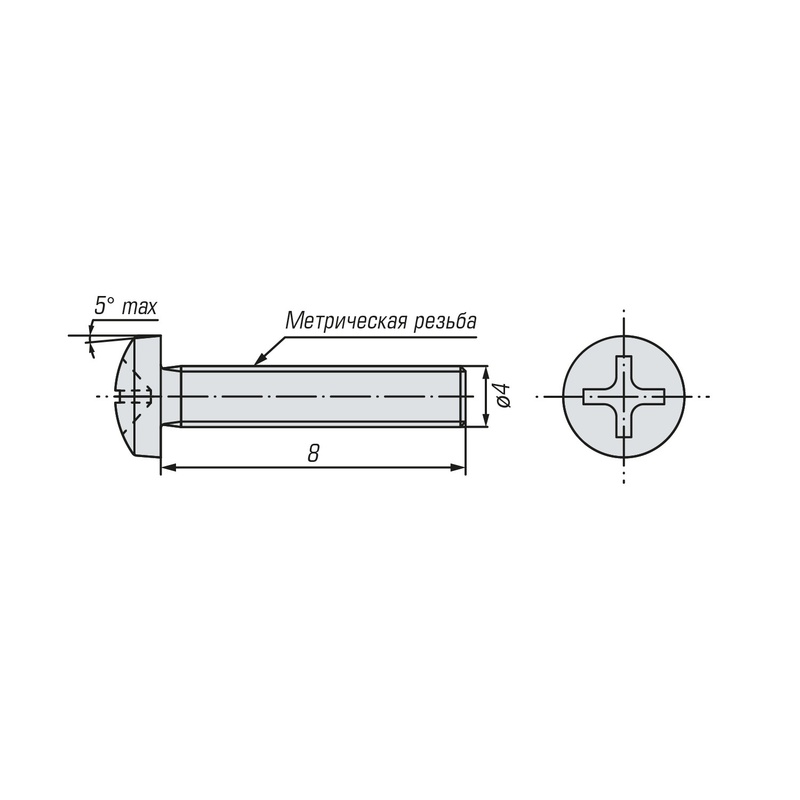 Винт SWFS DIN7985 М4х8 (20 шт) пакетик
