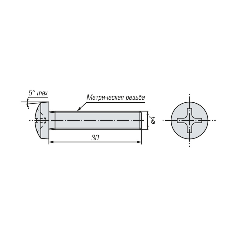 Винт SWFS DIN7985 М4х30 (12 шт) пакетик