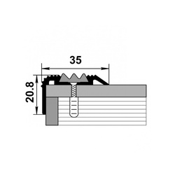 Порог угл. с ПВХ встав. Лука, серебро анод. (0,9 м х 20,8 мм х 35 мм)