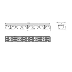 Лоток водоотводный в сборе с пластиковой решеткой Standartpark, 1000х130х100 мм