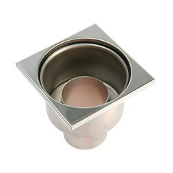 Трап металлический вертикальный d=50мм 100х100мм, не регулируемый, хром