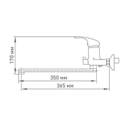 Смеситель для ванны Mix&Fix Zetta 1007 с аксессуарами, L- излив 350мм