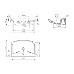 Раковина Cersanit Carina 55 универсальная, 550х400х155 мм