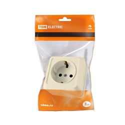 Розетка о/у Ладога SQ1801-0016, 1 гнездо, с/з, слоновая кость