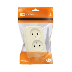 Розетка о/у Ладога SQ1801-0018, 2 гнезда, б/з, слоновая кость