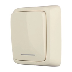 Выключатель о/у Alfa ВА10-114-01, 1 клавиша, с/инд, слоновая кость