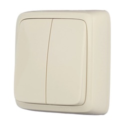 Выключатель о/у Alfa ВА10-153-01, 2 клавиши, б/инд, слоновая кость