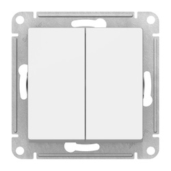 Выключатель с/у Atlasdesign ATN000151, 2 клавиши, б/инд, белый
