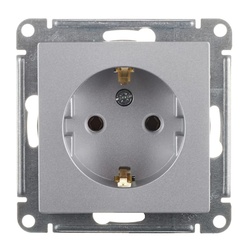 Розетка с/у Atlasdesign ATN000343, 1 гнездо, с/з, алюминий