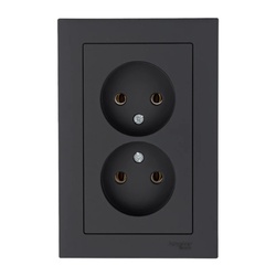 Розетка с/у Atlasdesign ATN001020, 2 гнезда, б/з, карбон