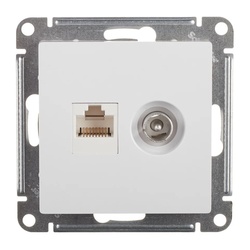 Розетка компьютерная RJ-45 + телевизионная TV с/у Atlasdesign ATN000189, 2 гнезда, белая