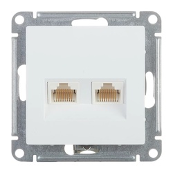 Розетка компьютерная RJ-45 с/у Atlasdesign ATN000185, 2 гнезда, белая