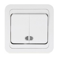 Выключатель с/у Mimoza 12023, 2 клавиши, с/инд, белый