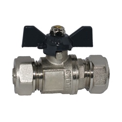 Кран шаровый для м/п труб 20х20, бабочка