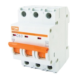 Выключатель автоматический TDM ВА 47-29, 4,5кА, С 63А, 3П