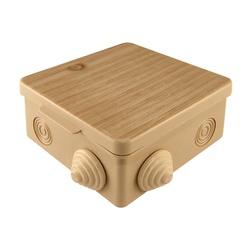 Коробка разветвительная о/у 100х100х55 мм, 8 вводов, светлое дерево IP54