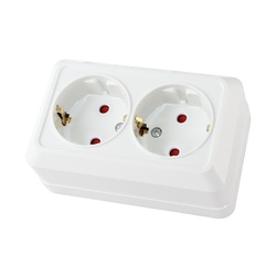 Розетка о/у Ладога SQ1801-0062, 2 гнезда, с/з, з/ш, белая